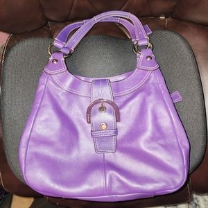 Coach Vibrant Purple Leather Shoulder Bag